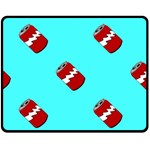 Soda Cans on blue Double Sided Fleece Blanket (Medium) 