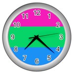 Polysexual Pride Flag LGBTQ Wall Clock (Silver)