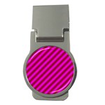 Pink Diagonal Lines Money Clips (Round) 