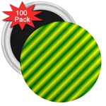Green Diagonal Lines 3  Magnets (100 pack)