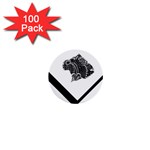 Black Skull 1  Mini Buttons (100 pack) 