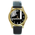 Patch Print Round Gold Metal Watch