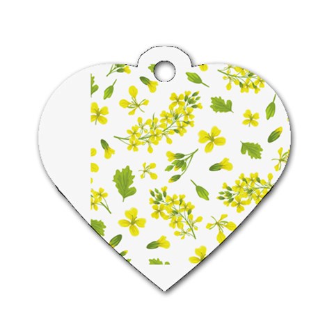 Yellow Flowers Dog Tag Heart (One Side) from ArtsNow.com Front