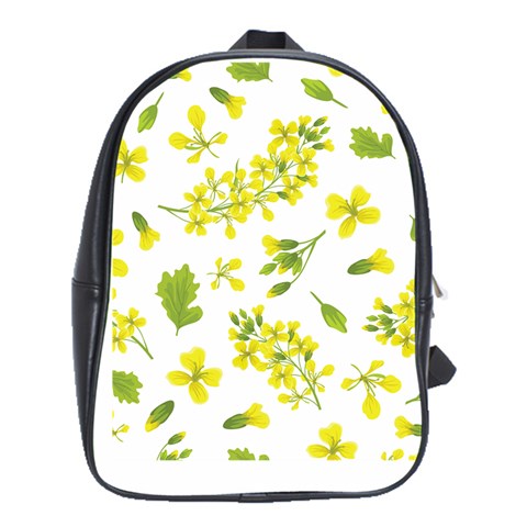Yellow Flowers School Bag (XL) from ArtsNow.com Front