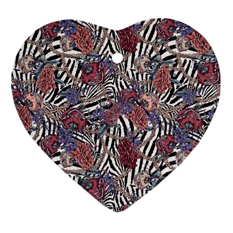 Zebra Chain Pattern Heart Ornament (Two Sides) from ArtsNow.com Front