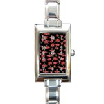 Red Roses Rectangle Italian Charm Watch