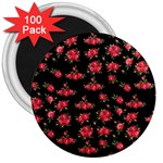 Red Roses 3  Magnets (100 pack)