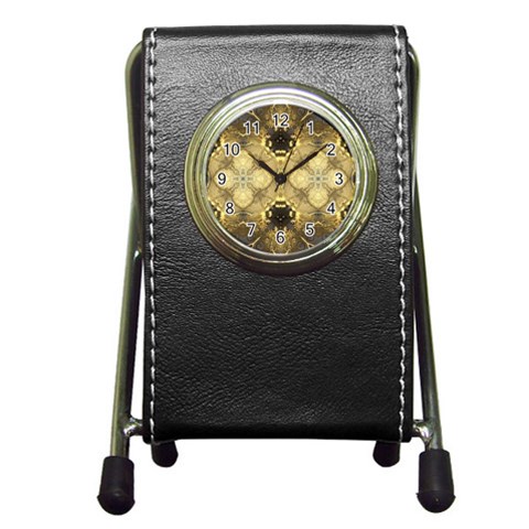 Black and gold Pen Holder Desk Clock from ArtsNow.com Front