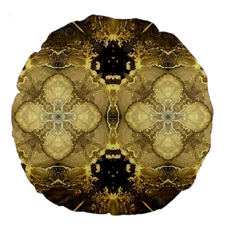 Black and gold Large 18  Premium Round Cushions from ArtsNow.com Front