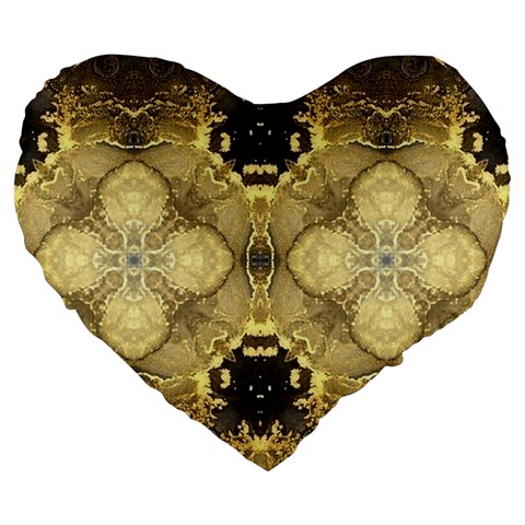 Black and gold Large 19  Premium Heart Shape Cushions from ArtsNow.com Front