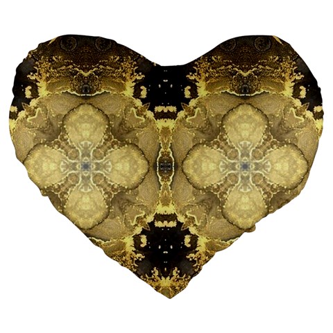 Black and gold Large 19  Premium Flano Heart Shape Cushions from ArtsNow.com Front