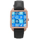 Snowflakes Rose Gold Leather Watch 