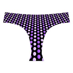 Purple and Pink Dots Pattern, black background Cross Back Hipster Bikini Set from ArtsNow.com Front Under