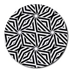 Black and white abstract lines, geometric pattern Round Mousepads