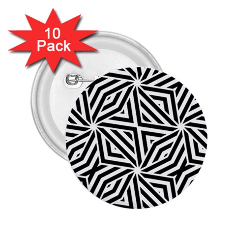 Black and white abstract lines, geometric pattern 2.25  Buttons (10 pack)  from ArtsNow.com Front