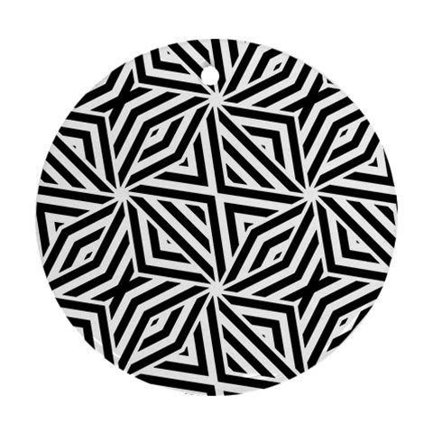 Black and white abstract lines, geometric pattern Round Ornament (Two Sides) from ArtsNow.com Front