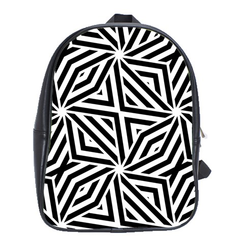Black and white abstract lines, geometric pattern School Bag (XL) from ArtsNow.com Front