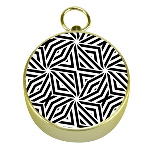 Black and white abstract lines, geometric pattern Gold Compasses from ArtsNow.com Front