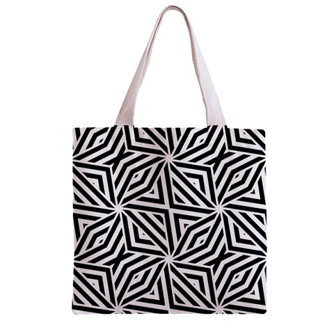 Black and white abstract lines, geometric pattern Zipper Grocery Tote Bag from ArtsNow.com Front