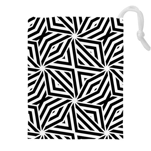 Black and white abstract lines, geometric pattern Drawstring Pouch (5XL) from ArtsNow.com Front