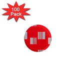 Gray Squares on red 1  Mini Magnets (100 pack) 
