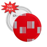 Gray Squares on red 2.25  Buttons (100 pack) 