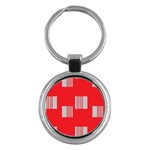 Gray Squares on red Key Chain (Round)