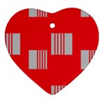 Gray Squares on red Heart Ornament (Two Sides)