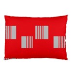 Gray Squares on red Pillow Case