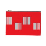 Gray Squares on red Cosmetic Bag (Large)