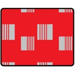 Gray Squares on red Fleece Blanket (Medium) 