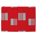 Gray Squares on red Cosmetic Bag (XXL)