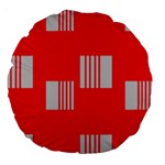 Gray Squares on red Large 18  Premium Round Cushions