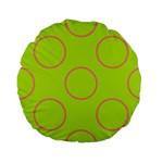 Pink Circles on green Standard 15  Premium Flano Round Cushions