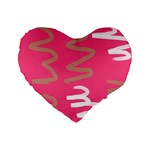 Doodle On Pink Standard 16  Premium Flano Heart Shape Cushions
