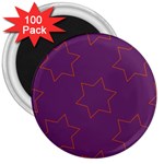 Orange Stars on purple 3  Magnets (100 pack)