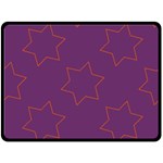 Orange Stars on purple Double Sided Fleece Blanket (Large) 