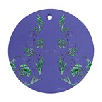 Green Vines on blue Ornament (Round)