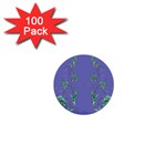 Green Vines on blue 1  Mini Buttons (100 pack) 