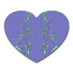 Green Vines on blue Heart Mousepads