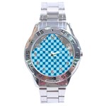 Gray Blue Pattern Stainless Steel Analogue Watch