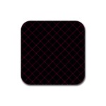 Pink Net on black Rubber Square Coaster (4 pack) 