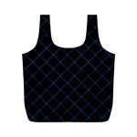 Blue Net on black Full Print Recycle Bag (M)