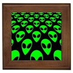 We are WATCHING you! Aliens pattern, UFO, faces Framed Tile