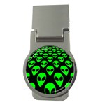 We are WATCHING you! Aliens pattern, UFO, faces Money Clips (Round) 