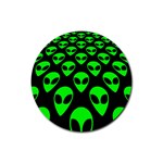 We are WATCHING you! Aliens pattern, UFO, faces Rubber Coaster (Round) 