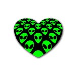 We are WATCHING you! Aliens pattern, UFO, faces Heart Coaster (4 pack) 