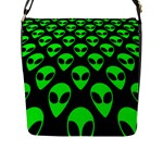 We are WATCHING you! Aliens pattern, UFO, faces Flap Closure Messenger Bag (L)