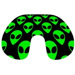 We are WATCHING you! Aliens pattern, UFO, faces Travel Neck Pillow