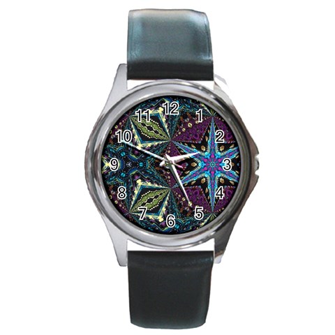 Ornate star Round Metal Watch from ArtsNow.com Front